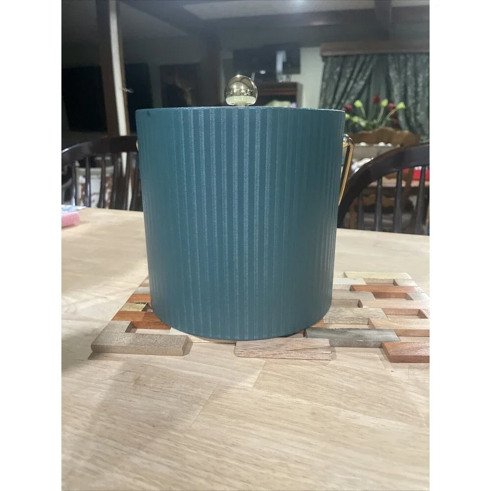 Vintage Kraftware Mid Century Modern Green Vinyl Bar Ice Bucket